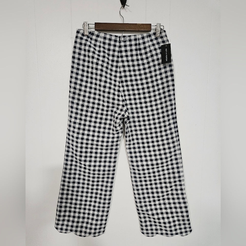 NWT LISA MARIE FERNANDEZ Cropped Gingham Cotton-blend Bouclé Straight-leg Pants - Picture 10 of 11